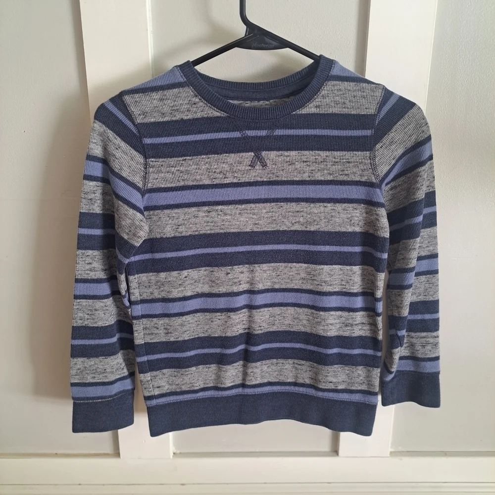 Sonoma Boys Blue Gray Striped Long Sleeve Sweater Size 7X